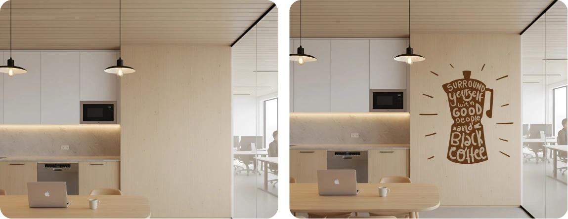 Office Pantry Wood Feature Wall